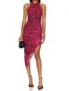 AMANDA UPRICHARD SAMBA HALTER MIDI DRESS IN SAMIRA