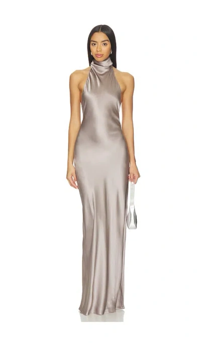 Amanda Uprichard Santana Gown In Silver