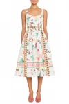 Amanda Uprichard Santorini Midi Dress In Postcard Print In White