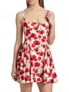 Amanda Uprichard Sarabeth Floral Sleeveless Minidress In Poppy Field In Red