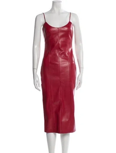 Pre-owned Amanda Uprichard Scoop Neck Midi Length Dress W/ Tags In Red