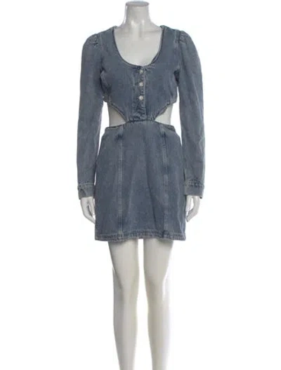 Pre-owned Amanda Uprichard Scoop Neck Mini Dress W/ Tags In Blue