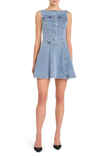 Amanda Uprichard Scorpio Dress In Destiny Wash In Blue