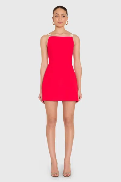 Amanda Uprichard Straight Neckline Scout Romper In Vivid Crimson In Red