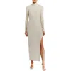 Amanda Uprichard Secora Crinkled Long Sleeve Turtleneck Maxi Dress In Cream