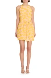 Amanda Uprichard Selah Floral Print Tie Waist Minidress In Yellow