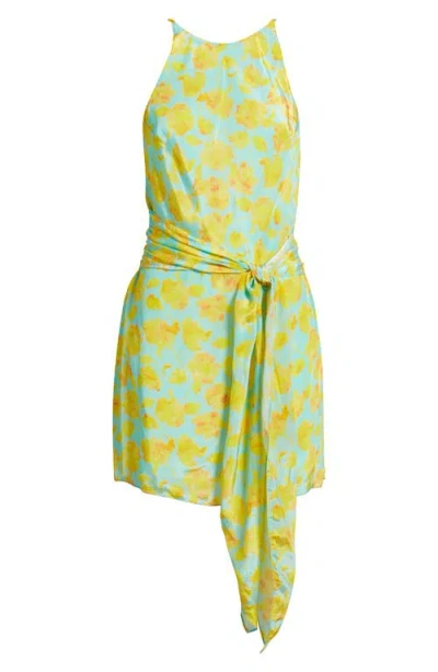 Amanda Uprichard Selah Floral Print Tie Waist Minidress In Multi