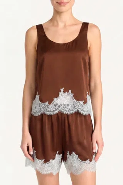 Amanda Uprichard Selia Silk Top In Brown