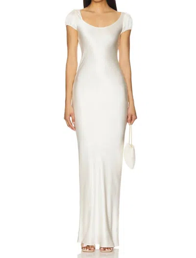 Amanda Uprichard Senna Sheer Puff Sleeves Maxi Dress In Ivory In White