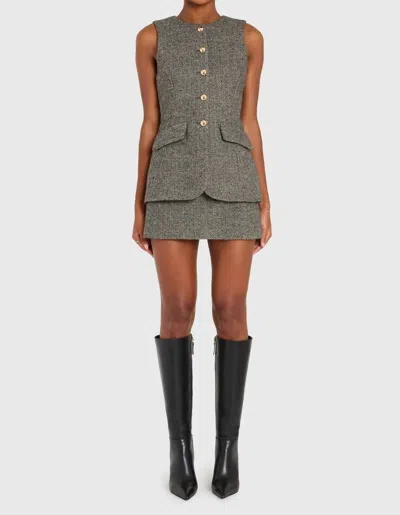 Amanda Uprichard Serena Sleeveless Romper In Black Multi In Gray