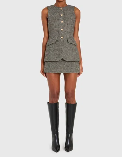 Amanda Uprichard Serena Sleeveless Romper In Black Multi In Gray
