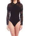 Amanda Uprichard Shandi Sheer Sleeve Bodysuit In Black In Black