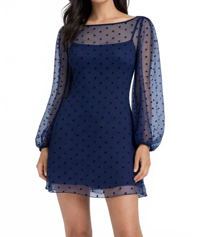 Amanda Uprichard Sheer Polka Dot Mini Dress In Navy In Blue