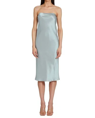 Amanda Uprichard Shiran Strapless Midi Dress In Sea Salt In Blue