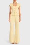 Amanda Uprichard Kya Short Sleeve Top In Cornsilk In Cornsilk