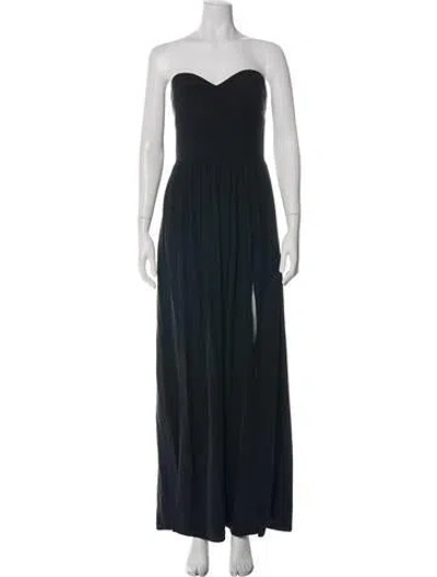 Pre-owned Amanda Uprichard Silk Long Dress In Black