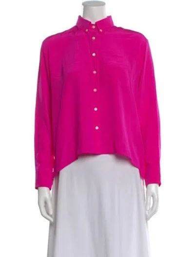 Pre-owned Amanda Uprichard Silk Long Sleeve Button-up Top In Pink