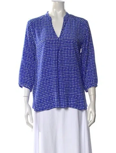 Pre-owned Amanda Uprichard Silk Patterned Blouse In Blue