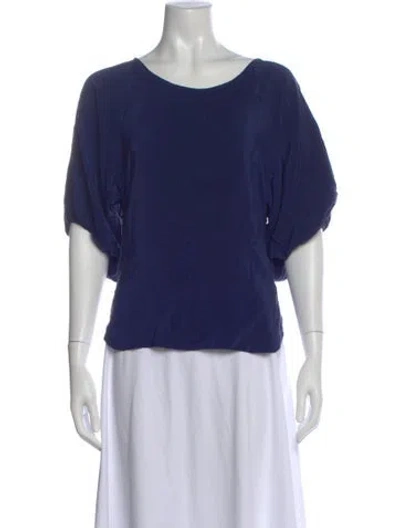 Pre-owned Amanda Uprichard Silk Scoop Neck Top In Blue