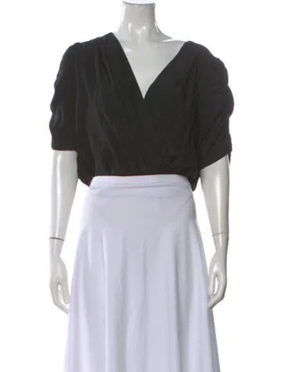 Pre-owned Amanda Uprichard Silk V-neck Blouse In Black