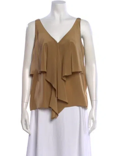Pre-owned Amanda Uprichard Silk V-neck Blouse In Brown