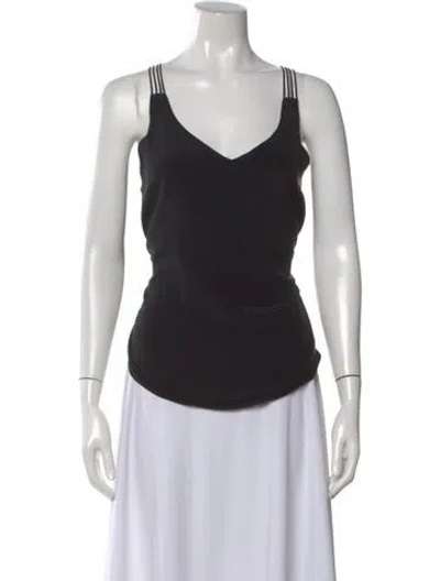 Pre-owned Amanda Uprichard Silk V-neck Top In Black