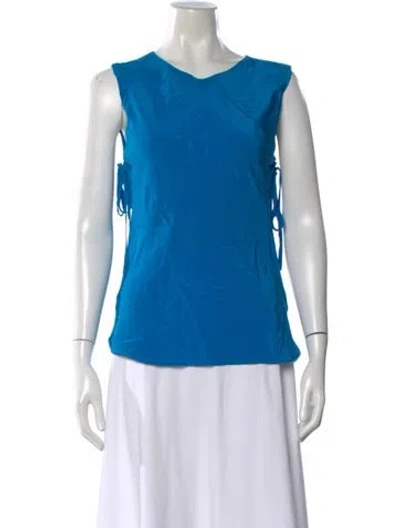 Pre-owned Amanda Uprichard Silk V-neck Top In Blue