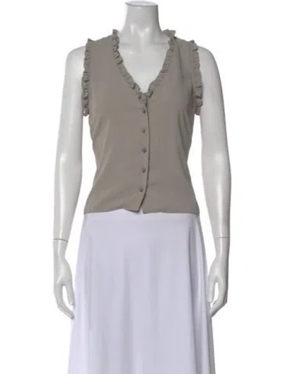 Pre-owned Amanda Uprichard Silk V-neck Top In Gray