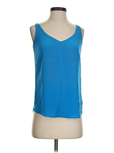 Pre-owned Amanda Uprichard Sleeveless Silk Top Blue Plunge Neckline Tops