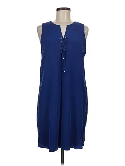 Pre-owned Amanda Uprichard Sleeveless Silk Top Blue Plunge Neckline Tops