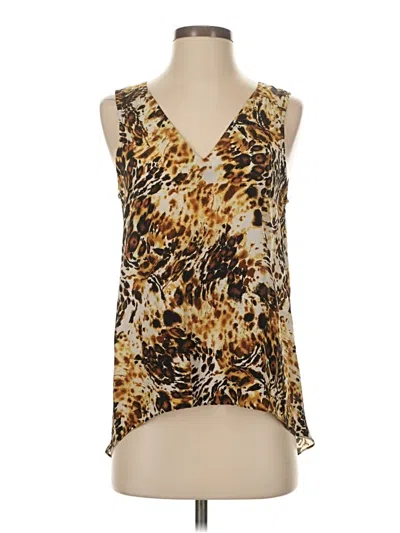 Pre-owned Amanda Uprichard Sleeveless Silk Top Gold Plunge Neckline Tops