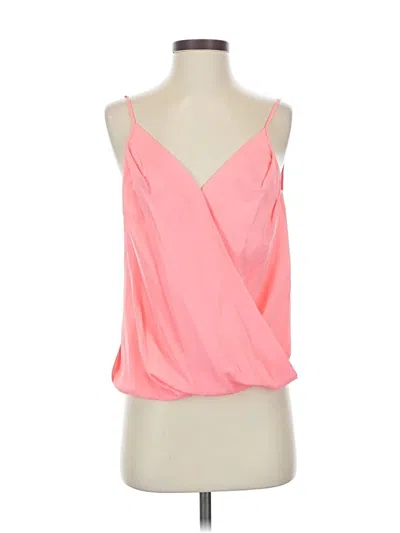 Pre-owned Amanda Uprichard Sleeveless Silk Top Orange Solid Pattern Plunge Neckline Tops