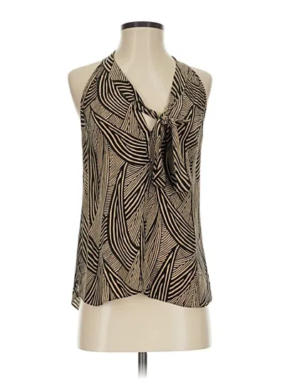 Pre-owned Amanda Uprichard Sleeveless Silk Top Tan Halter Neckline Tops