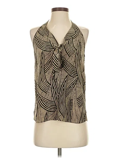 Pre-owned Amanda Uprichard Sleeveless Silk Top Tan Halter Neckline Tops In Brown