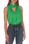 Amanda Uprichard Sleeveless Vittoria Top In Grass In Green