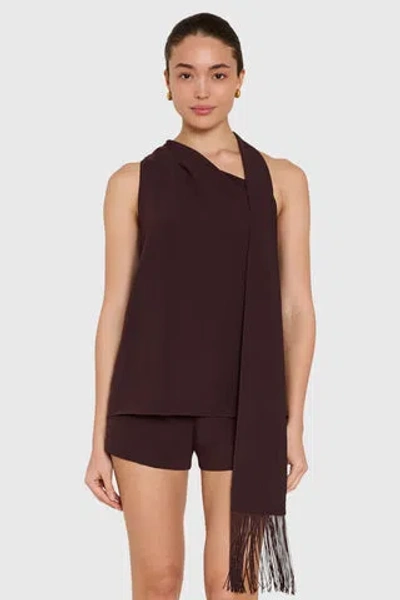 Amanda Uprichard X Revolve Sonya Top With Fringe In Brown