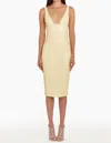 Amanda Uprichard Sorvette V-neck Midi Dress In Beige In Yellow