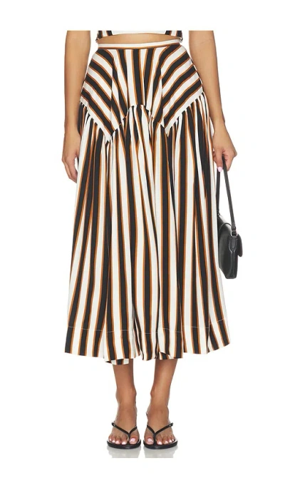 Amanda Uprichard Spencer Midi Skirt In Ivory Combo