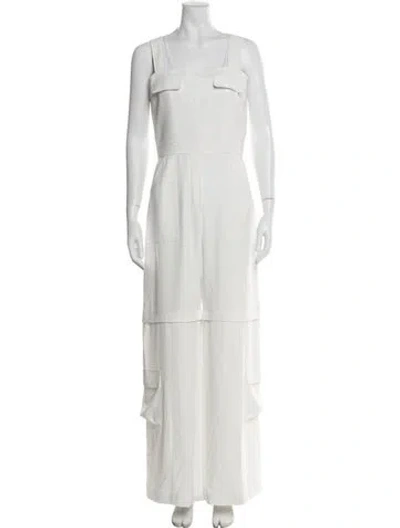 Pre-owned Amanda Uprichard Square Neckline Jumpsuit In White