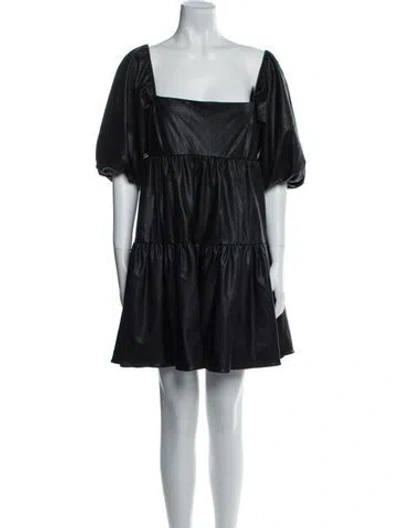 Pre-owned Amanda Uprichard Square Neckline Mini Dress In Black