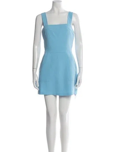 Pre-owned Amanda Uprichard Square Neckline Mini Dress In Blue