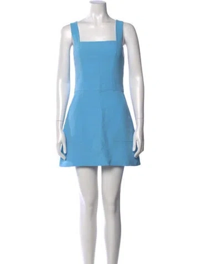 Pre-owned Amanda Uprichard Square Neckline Mini Dress In Blue