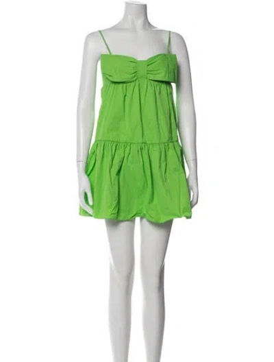 Pre-owned Amanda Uprichard Square Neckline Mini Dress In Green