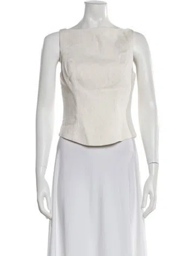 Pre-owned Amanda Uprichard Square Neckline Sleeveless Top In White