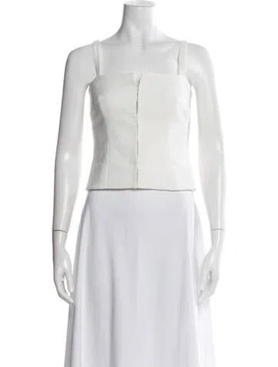 Pre-owned Amanda Uprichard Square Neckline Sleeveless Top In White