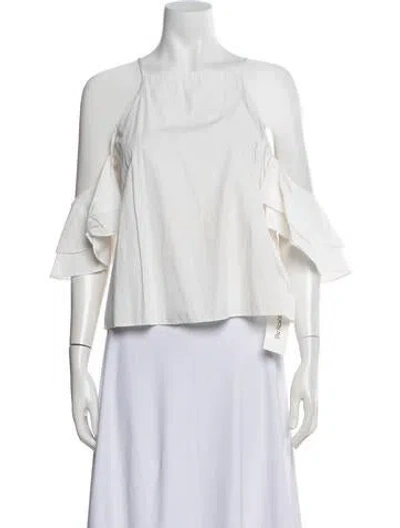 Pre-owned Amanda Uprichard Square Neckline Sleeveless Top In White