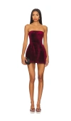 Amanda Uprichard Strapless Bethany Romper In Burgundy