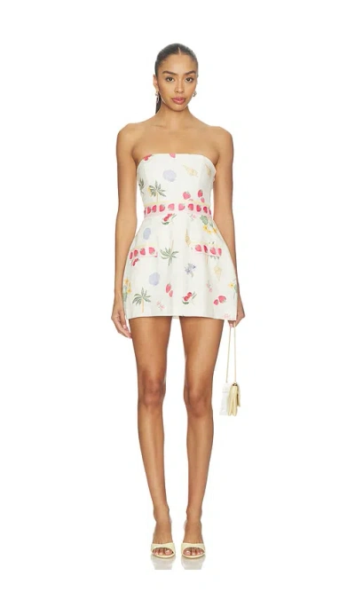 Amanda Uprichard Bethany Strapless Linen Blend Romper In White