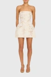 Amanda Uprichard Cecile Jacquard Strapless Bethany Romper In White Gold In Neutral
