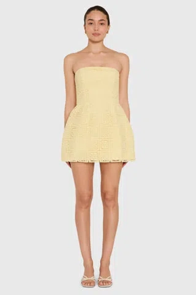 Amanda Uprichard Strapless Bethany Romper In Yellow